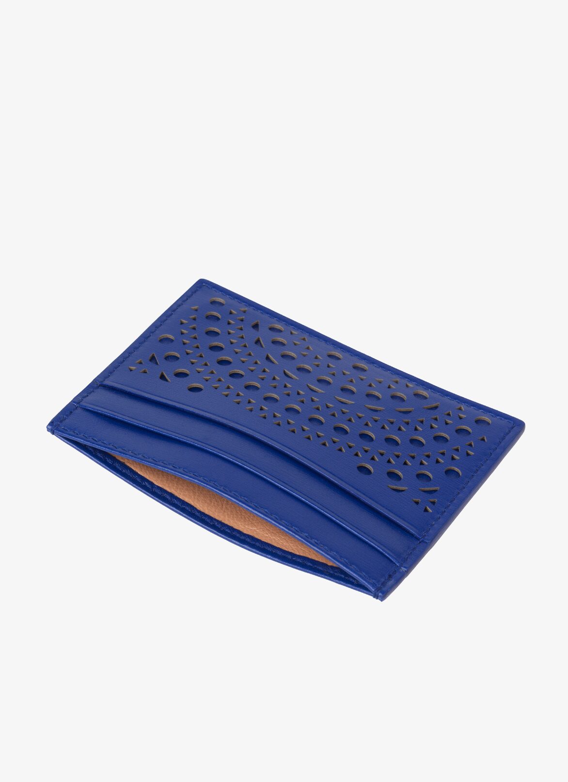 OPENWORK LEATHER CARDHOLDER ALAÏA ULTRA BLUE OPENWORK LEATHER CARDHOLDER